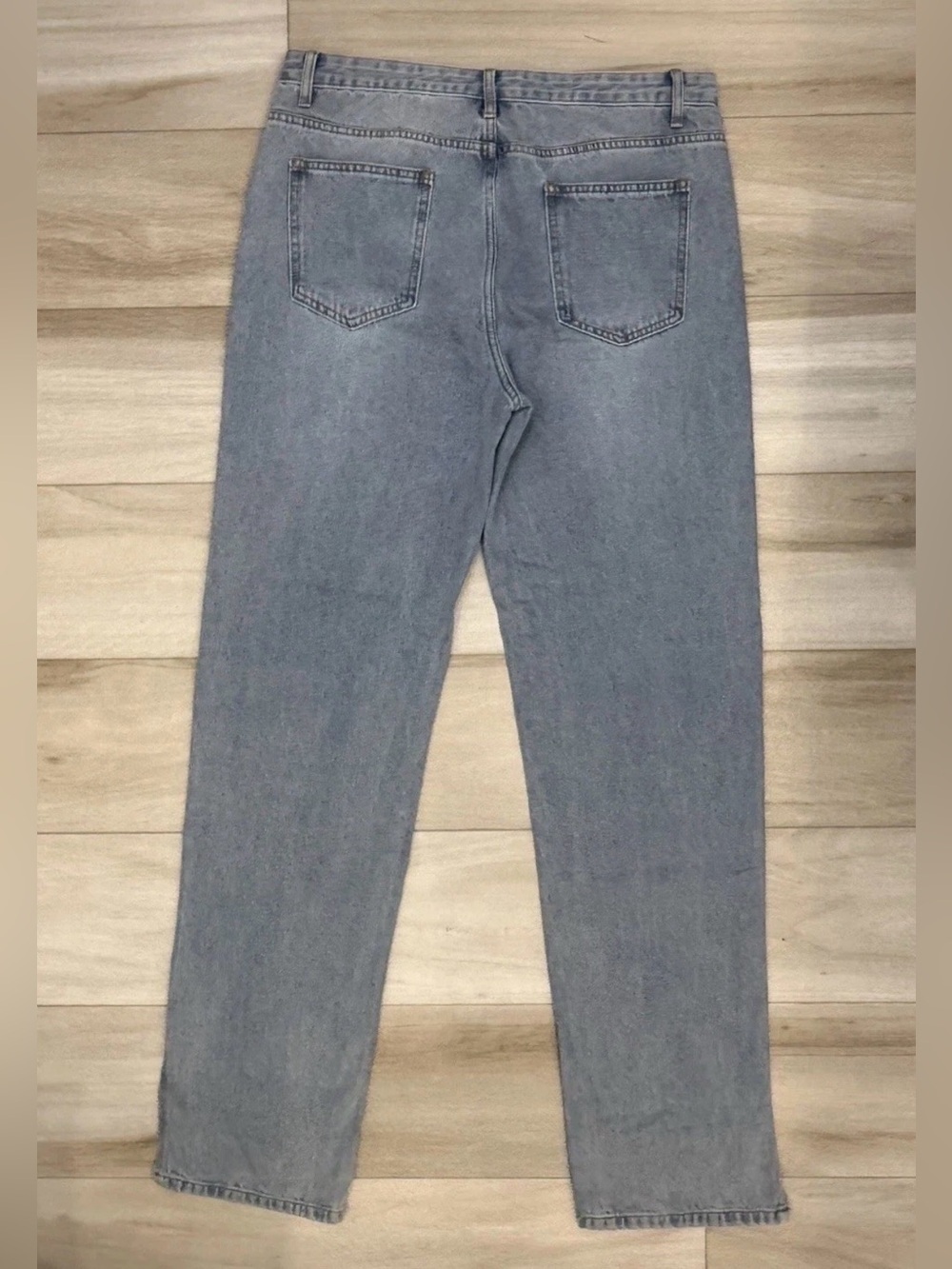 LIONESS Baggy Wide Leg Jeans Faded Denim Size XL 34x35 Ankle Slit Australian - Picture 2 of 9